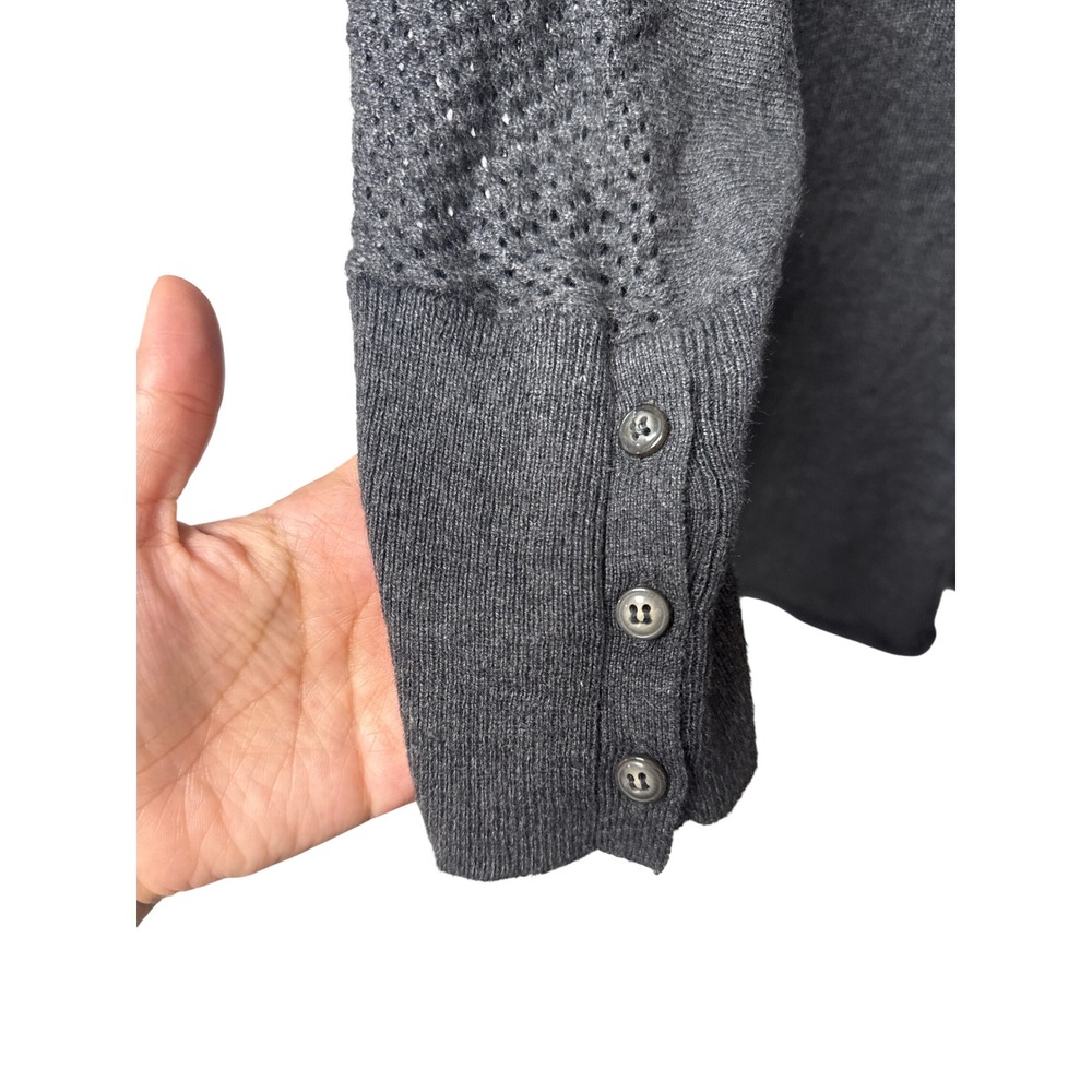 Democracy Angora Open-Front Knit Cardigan Womens Large Charcoal Cozy Minimalist - Picture 5 of 7